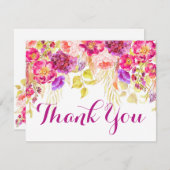 Carte de remerciement florale à l'hydrangea rose a (Devant / Derrière)