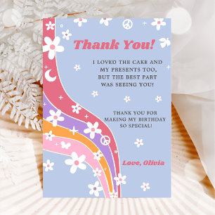 Carte de remerciement florale arc-en-ciel groovy