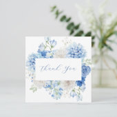 Carte de remerciement florale bleue élégante (Debout devant)