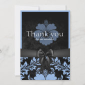 Carte de remerciement florale bleue et noire (Devant)