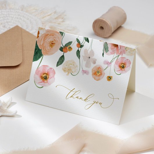 Carte de remerciement florale Coquelicot rose