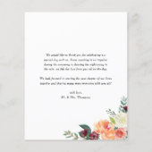 Carte de remerciement florale de fleurs automnales (Dos)