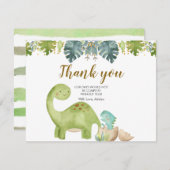 Carte de remerciement florale de verdure de dinosa (Devant / Derrière)