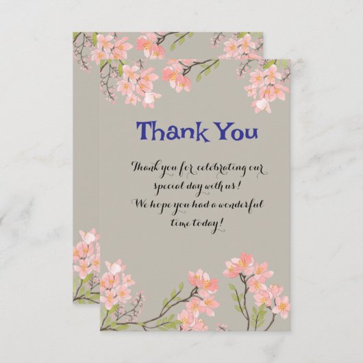 Carte de remerciement florale élégante avec person (Devant / Derrière)