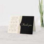 Carte de remerciement florale ivoire et noire Vari (Devant)