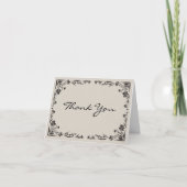 Carte de remerciement florale noire avec message t (Devant)