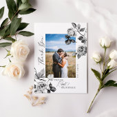 Carte de remerciement florale noire et blanche per