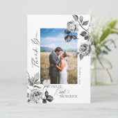 Carte de remerciement florale noire et blanche per (Debout devant)