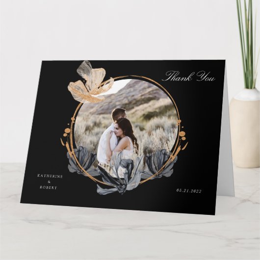 carte de remerciement florale noire exclusive en o (Devant)