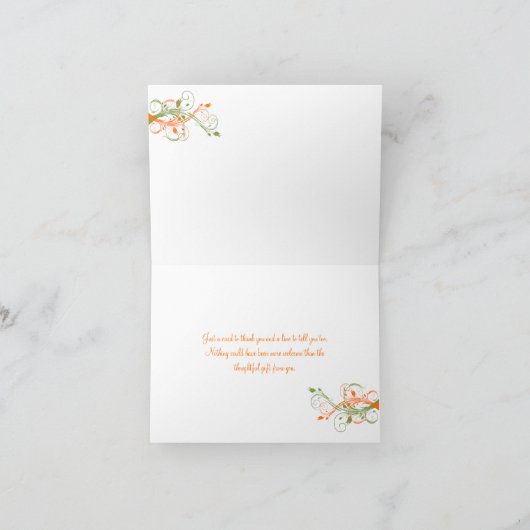 Carte de remerciement florale Orange Vert Blanc (Intérieur)