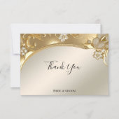 Carte de remerciement florale ornée d'or (Devant)