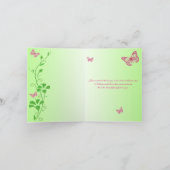 Carte de remerciement florale Papillon Rose Vert (Intérieur)