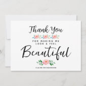 Carte de remerciement florale pour artiste de maqu (Devant)