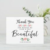 Carte de remerciement florale pour artiste de maqu (Debout devant)