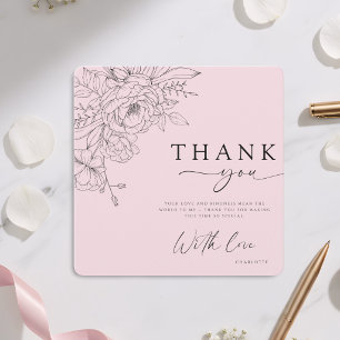 Carte de remerciement florale rose élégante