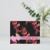 Carte de remerciement florale rose élégante sur fo (Debout devant)