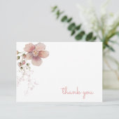 Carte de remerciement florale rose vintage (Debout devant)