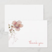 Carte de remerciement florale rose vintage (Devant / Derrière)