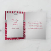 Carte de remerciement florale rouge et argent Coeu (Intérieur)