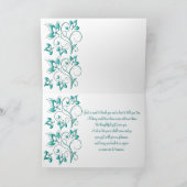 Carte de remerciement florale sarcelle et aqua (Intérieur)