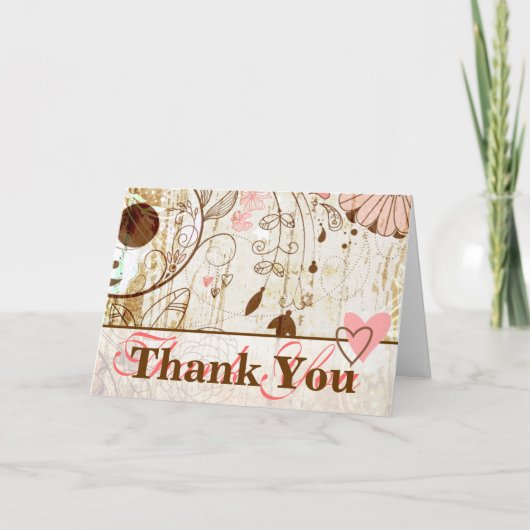 Carte de remerciement florale vintage shabby chic (Devant)