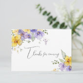 Carte de remerciement florale violet jaune Merci d (Debout devant)