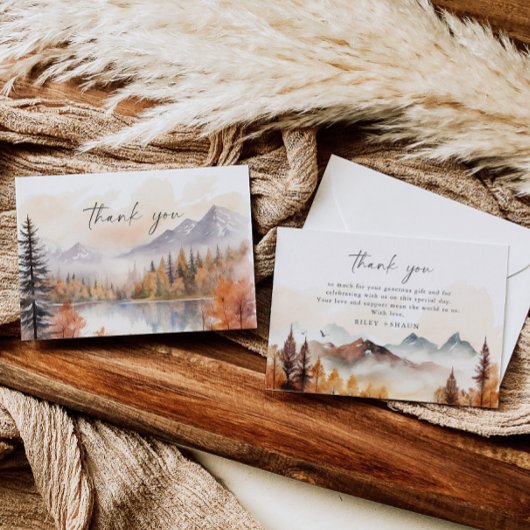 Carte de remerciement forestier Bois rustique Auto