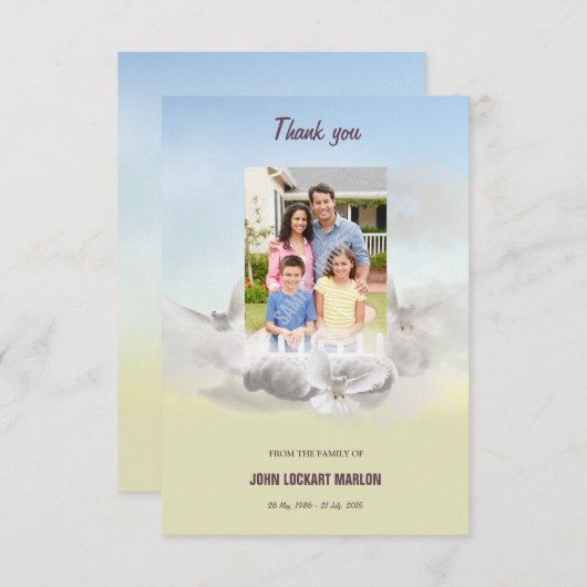 Carte de remerciement funéraire (Devant / Derrière)