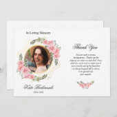 Carte de remerciement funéraire florale (Devant / Derrière)