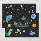 Carte de remerciement Galaxie Dinosaure de l'Espac (Devant / Derrière)