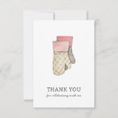 Carte de remerciement gants de cuisine roses (Devant)
