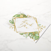 Carte de remerciement géométrique doré et feuillag (Rotation)