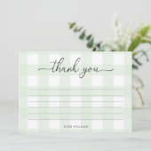 Carte de remerciement Gingham Vert Menthe (Debout devant)
