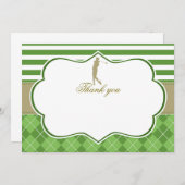 Carte de remerciement golf vert or (Devant / Derrière)