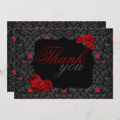 Carte de remerciement gothique rose noir et rouge (Devant / Derrière)