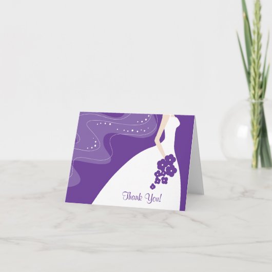 Carte de remerciement gracieuse Purple Bride (Devant)