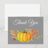 Carte de remerciement gris à motif de citrouille a (Devant / Derrière)
