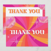 Carte de remerciement Groovy 70s Disco Party, SARA (Devant / Derrière)