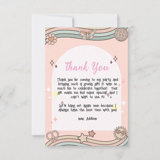 Carte de remerciement groovy pour fille (Devant)