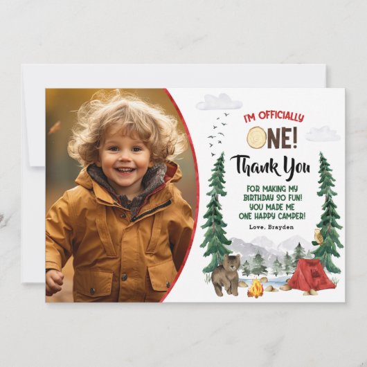 Carte de remerciement Happy Camper (Devant)