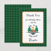 Carte de remerciement Happy Camper pour l'annivers (Devant / Derrière)