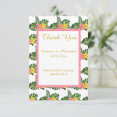 Carte de remerciement hawaïenne florale BLANC OR (Debout devant)