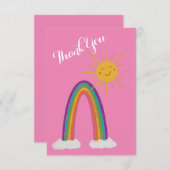 Carte de remerciement Hello Sunshine avec arc-en-c (Devant / Derrière)