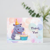 Carte de remerciement hippopotame (Debout devant)