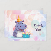 Carte de remerciement hippopotame (Devant / Derrière)