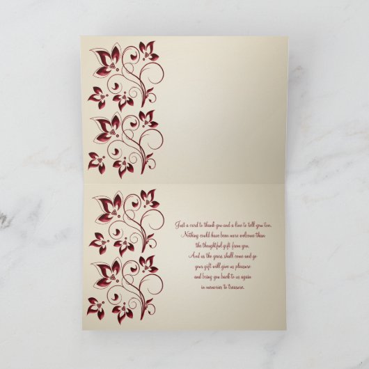 Carte de remerciement ivoire et bordeaux (Intérieur)
