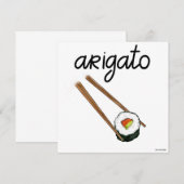 Carte de remerciement japonaise Sushi Arigato (Devant / Derrière)