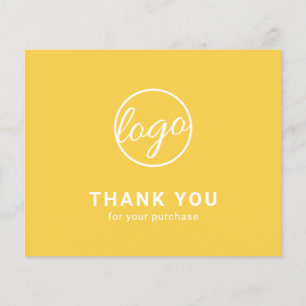 Carte de remerciement jaune à logo personnalisé po