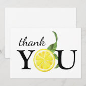 Carte de remerciement jolie au citron à l'aquarell (Devant / Derrière)