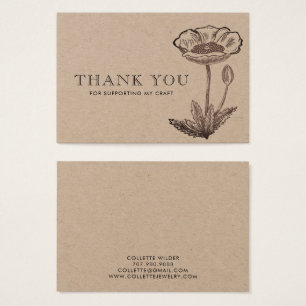 Carte de remerciement Kraft Floral pour bijoux
